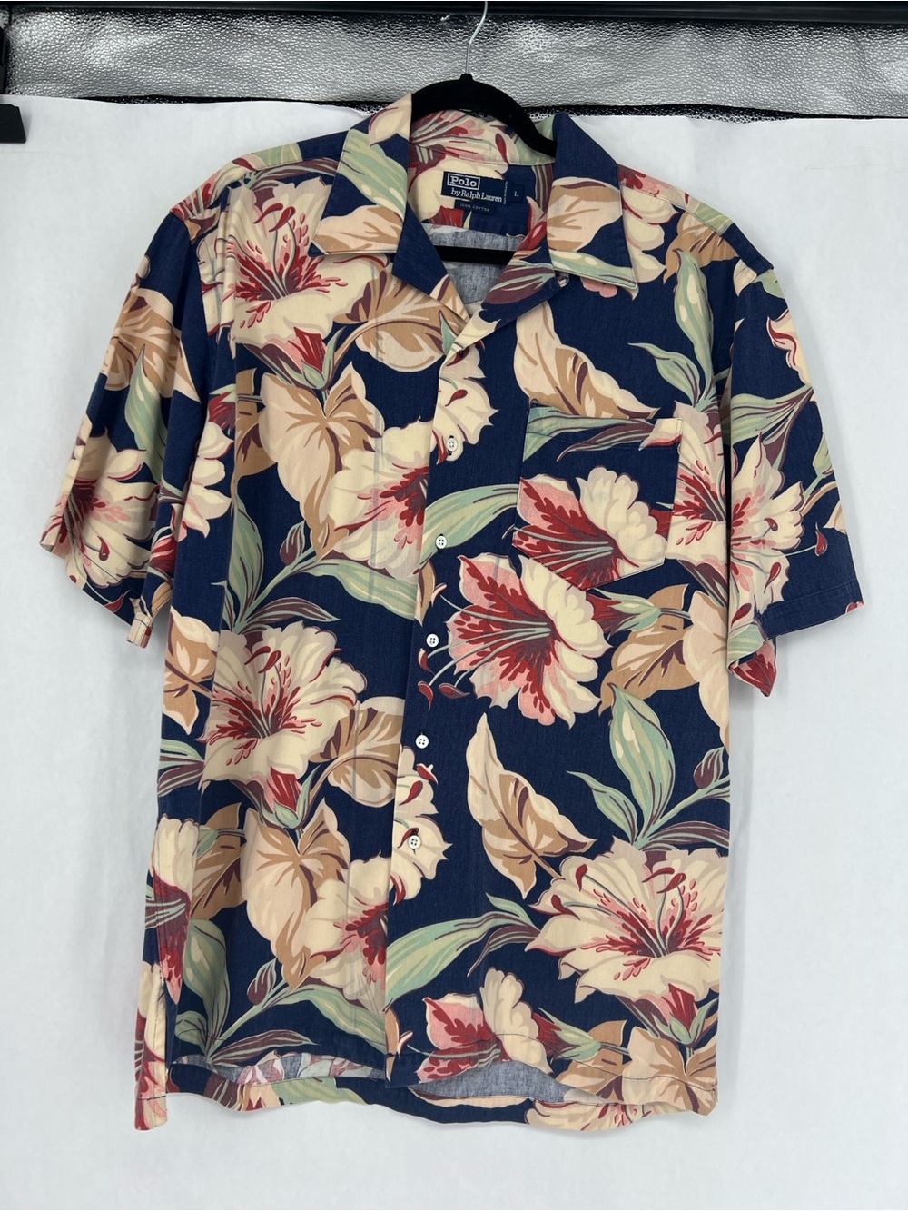 Polo by Ralph Lauren Vintage Navy Floral Short-Sleeve Shirt 100% cotton